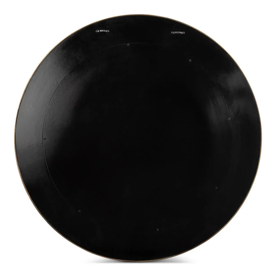 Judith Leather Warpped Round Wall Mirror - LOOMLAN - Sarreid - Wall Mirrors