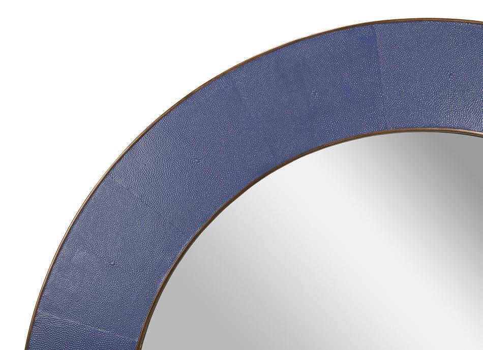 Judith Leather Warpped Round Wall Mirror - LOOMLAN - Sarreid - Wall Mirrors