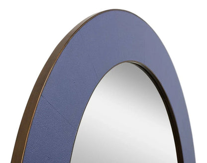 Judith Leather Warpped Round Wall Mirror - LOOMLAN - Sarreid - Wall Mirrors