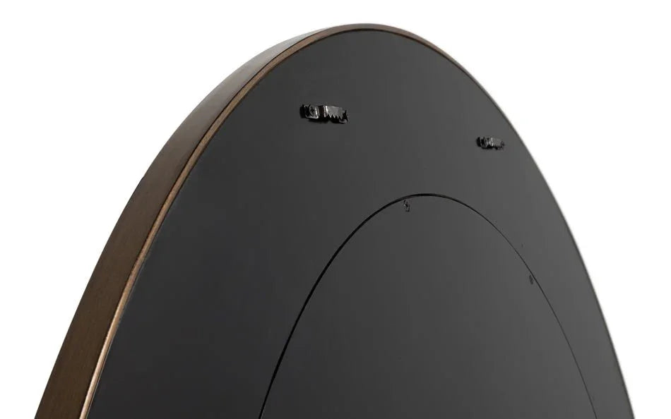 Judith Leather Warpped Round Wall Mirror - LOOMLAN - Sarreid - Wall Mirrors