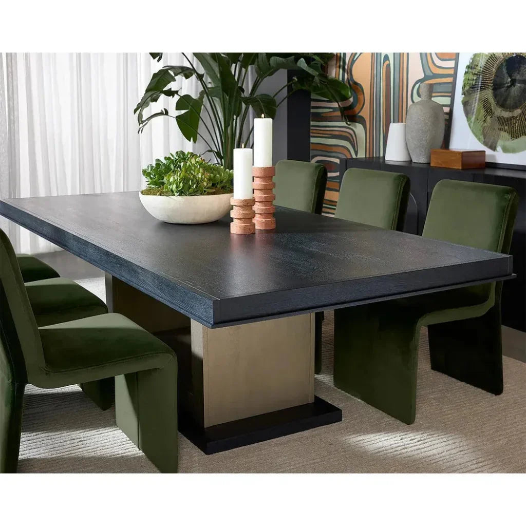 Judson Dining Table Black Wood Brass-Dining Tables-SUNPAN-LOOMLAN