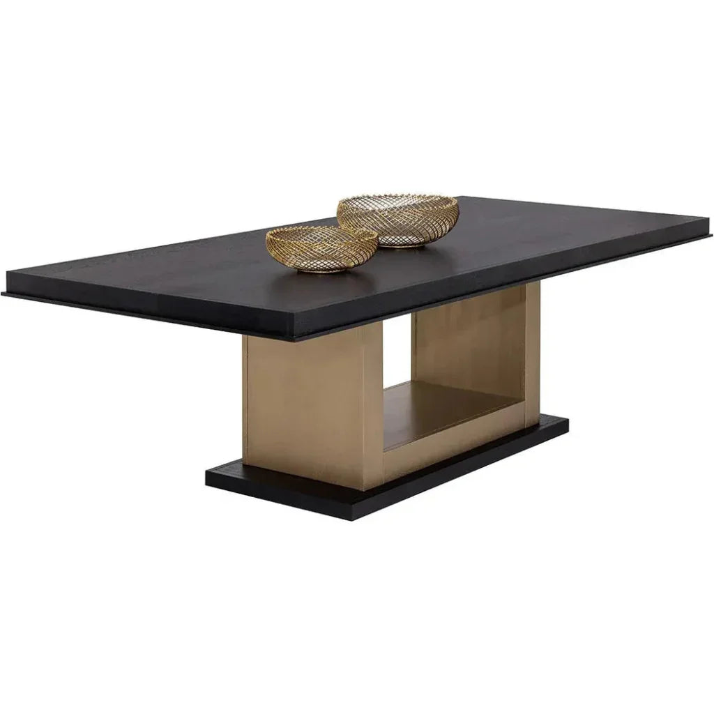 Judson Dining Table Black Wood Brass-Dining Tables-SUNPAN-LOOMLAN