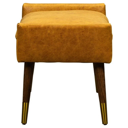 Judy Leather With Brass Accents Ottoman - LOOMLAN - Olivia + Quinn - Ottomans