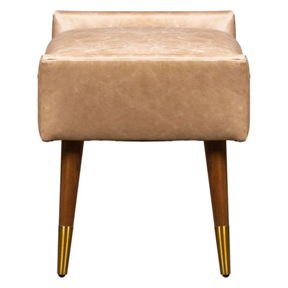 Judy Leather With Brass Accents Ottoman - LOOMLAN - Olivia + Quinn - Ottomans