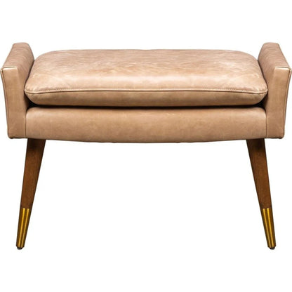 Judy Leather With Brass Accents Ottoman - LOOMLAN - Olivia + Quinn - Ottomans