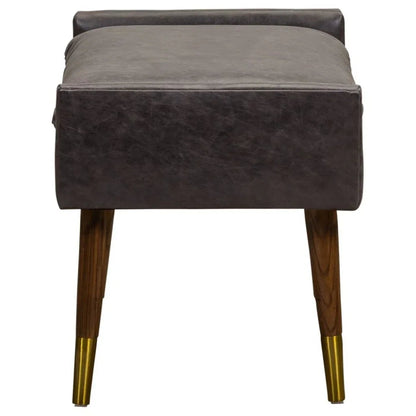 Judy Leather With Brass Accents Ottoman - LOOMLAN - Olivia + Quinn - Ottomans