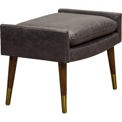 Judy Leather With Brass Accents Ottoman - LOOMLAN - Olivia + Quinn - Ottomans