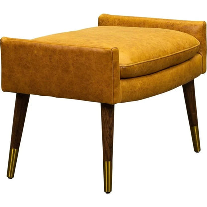 Judy Leather With Brass Accents Ottoman - LOOMLAN - Olivia + Quinn - Ottomans