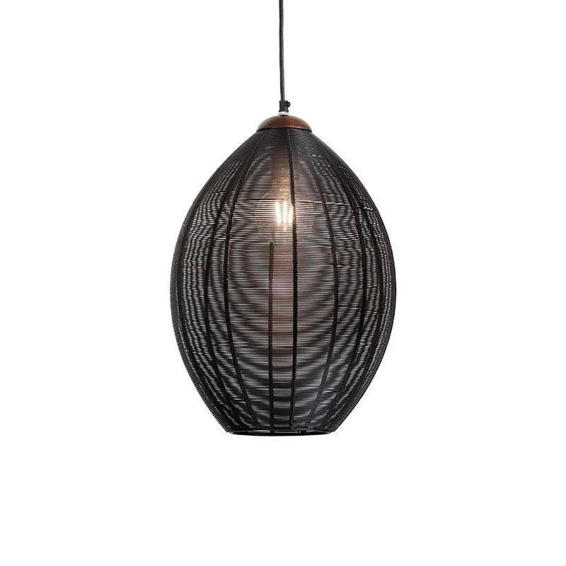 Jule Pendant Light Black Iron & Wood Finish - LOOMLAN - SUNPAN - Pendants