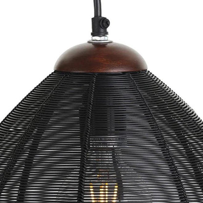 Jule Pendant Light Black Iron & Wood Finish - LOOMLAN - SUNPAN - Pendants