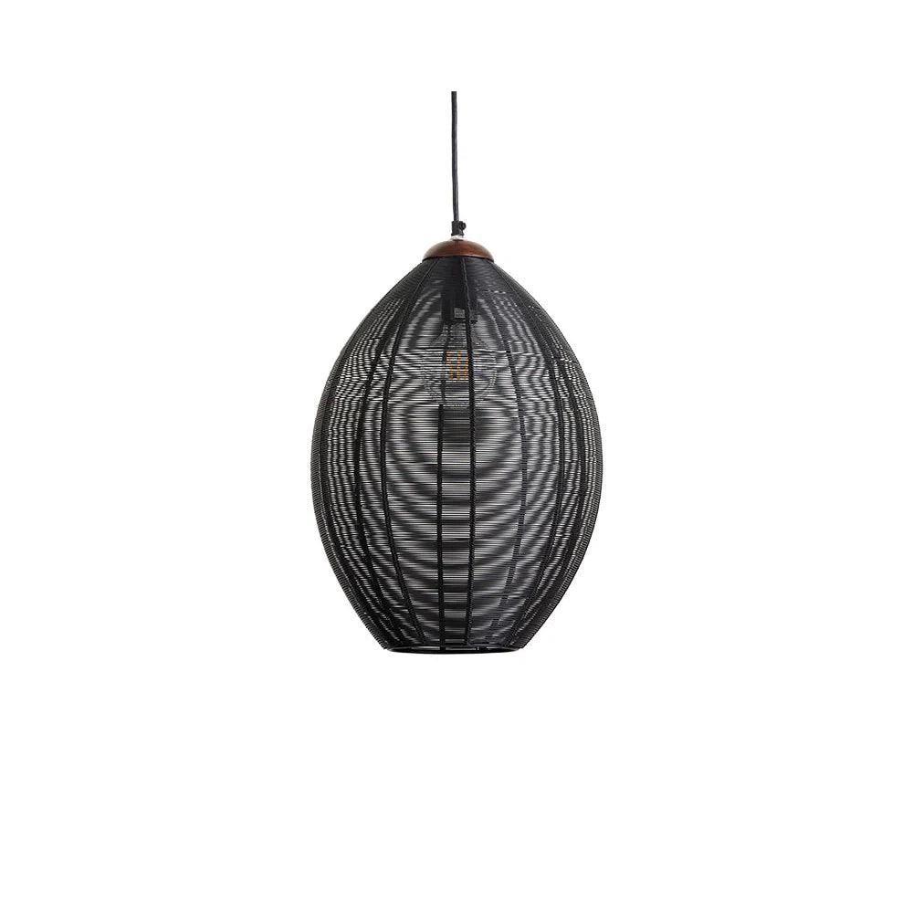 Jule Pendant Light Black Iron & Wood Finish - LOOMLAN - SUNPAN - Pendants