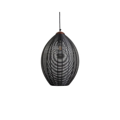 Jule Pendant Light Black Iron & Wood Finish - LOOMLAN - SUNPAN - Pendants