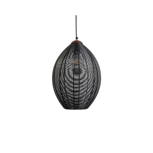 Jule Pendant Light Black Iron & Wood Finish - LOOMLAN - SUNPAN - Pendants