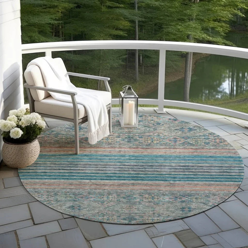 Julissara Teal Washable Indoor - Outdoor Rug - LOOMLAN - LOOMLAN Rugs - Outdoor Rugs