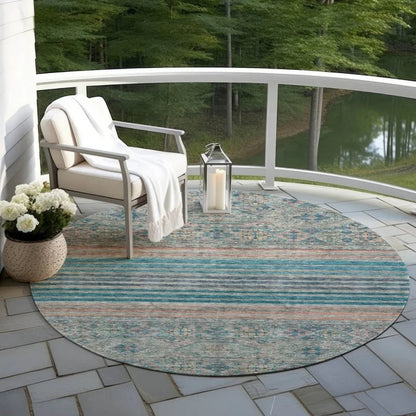 Julissara Teal Washable Indoor - Outdoor Rug - LOOMLAN - LOOMLAN Rugs - Outdoor Rugs