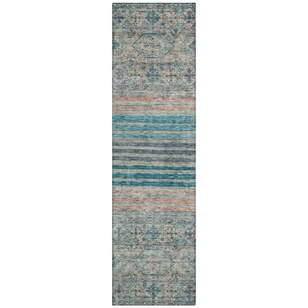 Julissara Teal Washable Indoor - Outdoor Rug - LOOMLAN - LOOMLAN Rugs - Outdoor Rugs