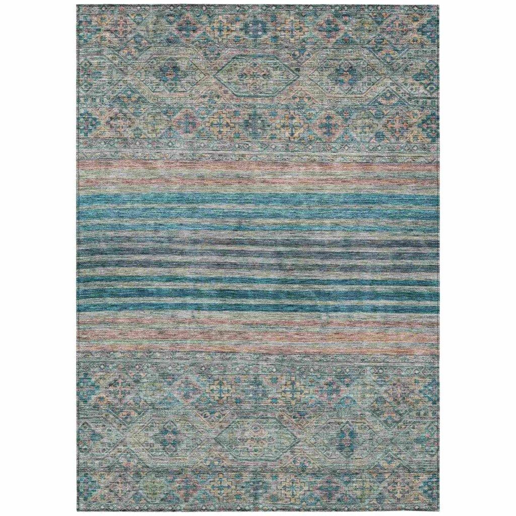 Julissara Teal Washable Indoor - Outdoor Rug - LOOMLAN - LOOMLAN Rugs - Outdoor Rugs
