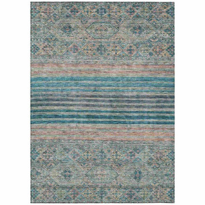 Julissara Teal Washable Indoor - Outdoor Rug - LOOMLAN - LOOMLAN Rugs - Outdoor Rugs