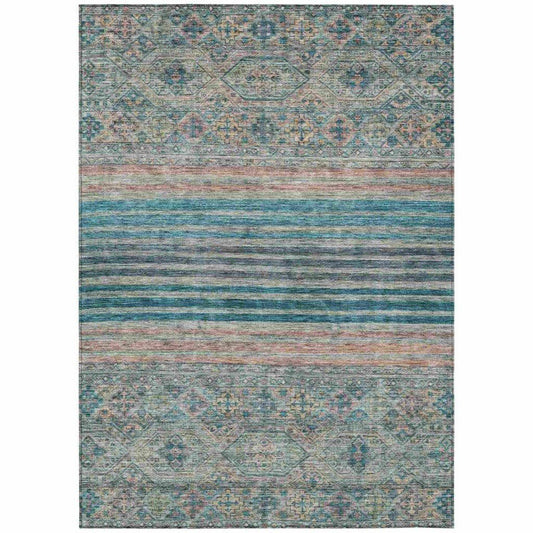 Julissara Teal Washable Indoor - Outdoor Rug - LOOMLAN - LOOMLAN Rugs - Outdoor Rugs