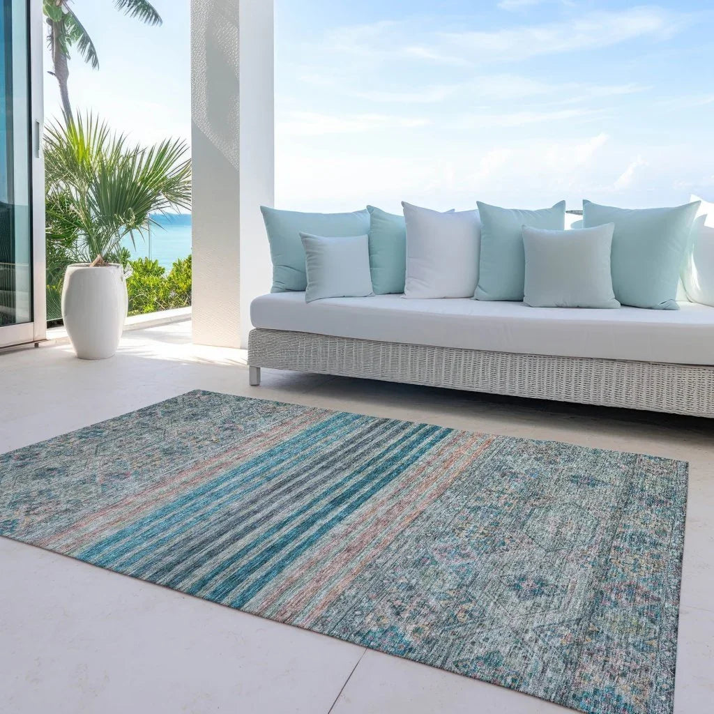 Julissara Teal Washable Indoor - Outdoor Rug - LOOMLAN - LOOMLAN Rugs - Outdoor Rugs
