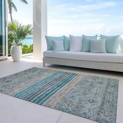 Julissara Teal Washable Indoor - Outdoor Rug - LOOMLAN - LOOMLAN Rugs - Outdoor Rugs