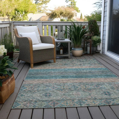 Julissara Teal Washable Indoor - Outdoor Rug - LOOMLAN - LOOMLAN Rugs - Outdoor Rugs