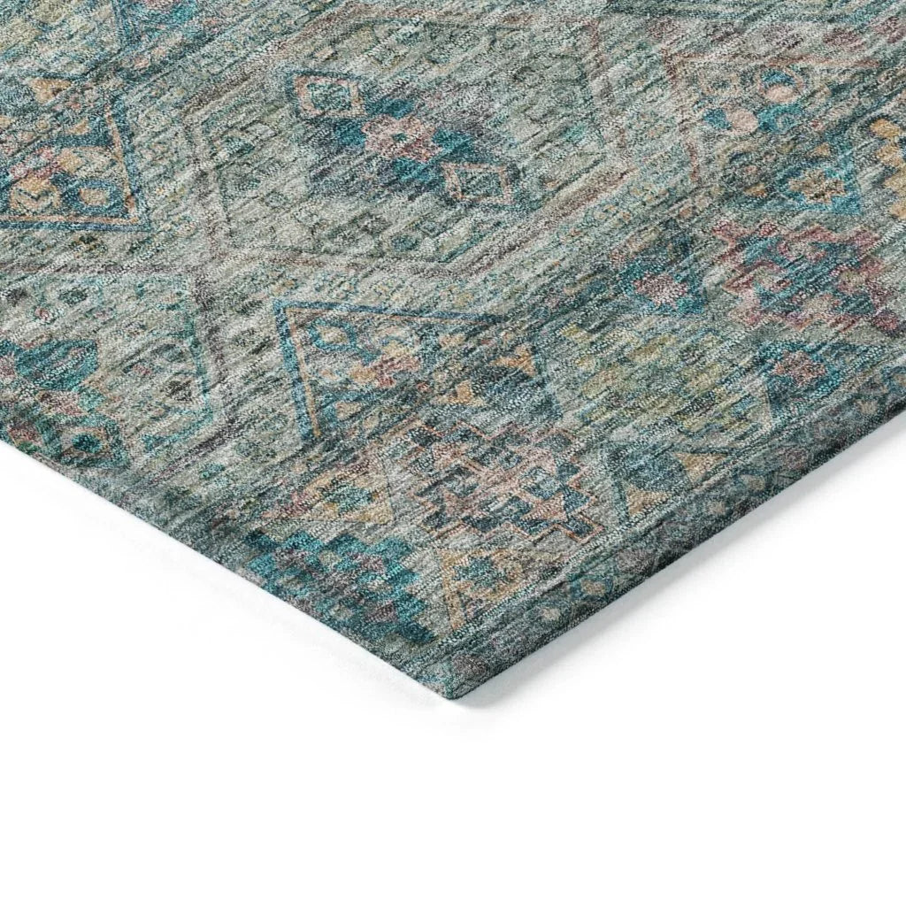 Julissara Teal Washable Indoor - Outdoor Rug - LOOMLAN - LOOMLAN Rugs - Outdoor Rugs
