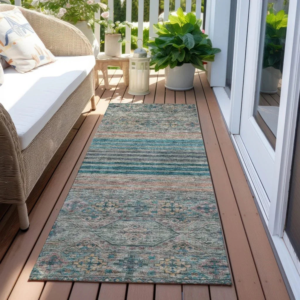 Julissara Teal Washable Indoor - Outdoor Rug - LOOMLAN - LOOMLAN Rugs - Outdoor Rugs