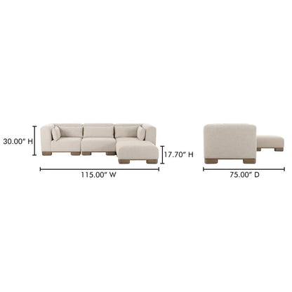 June Oatmeal Lounge Modular Sectional - LOOMLAN - Moe's Home - Sectionals