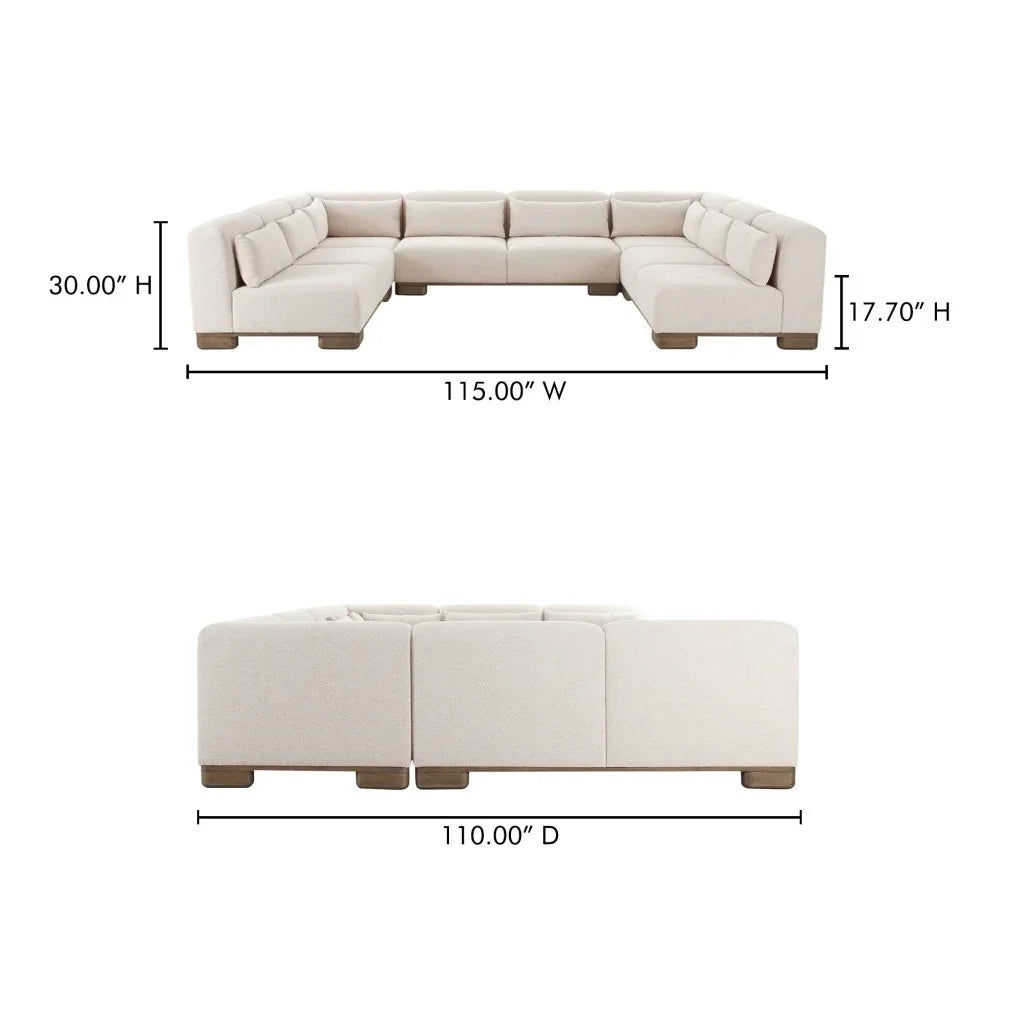 June Oatmeal U - Shaped Modular Sectional - LOOMLAN - Moe's Home - Sectionals
