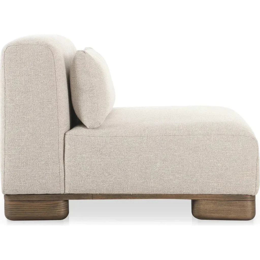 June Wood Beige Armless Slipper Chair-Modular Sofas-Moe's Home-LOOMLAN