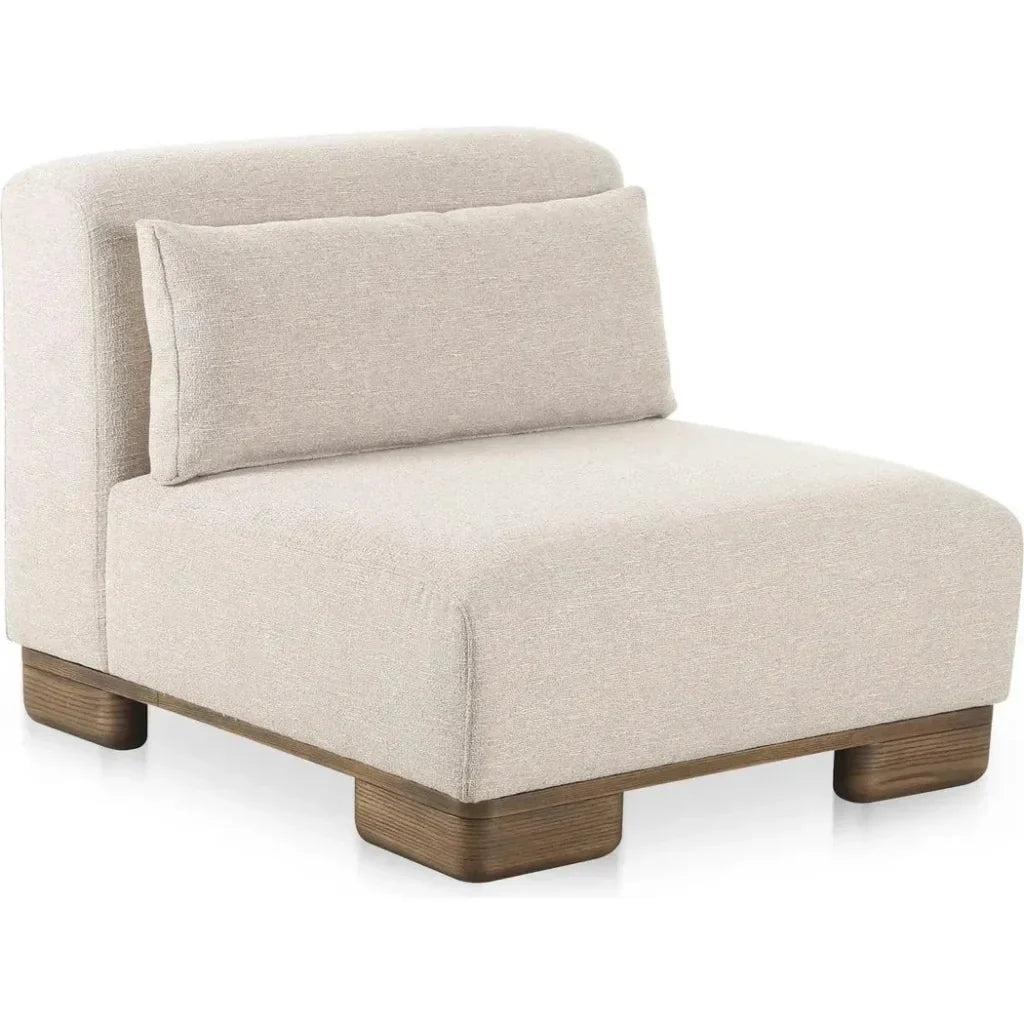 June Wood Beige Armless Slipper Chair-Modular Sofas-Moe's Home-LOOMLAN
