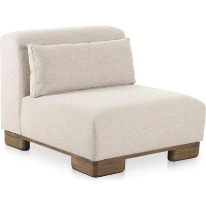 June Wood Beige Armless Slipper Chair-Modular Sofas-Moe's Home-LOOMLAN