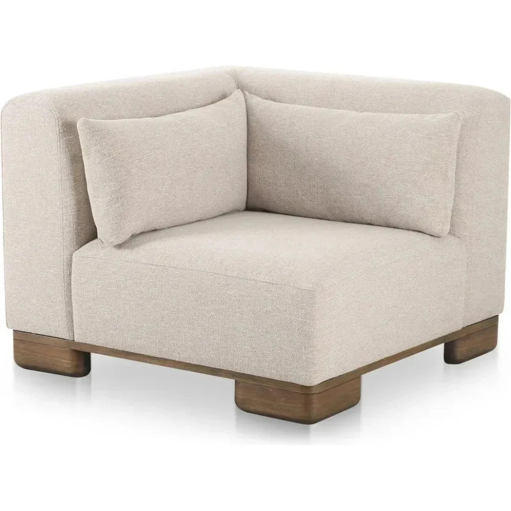 June Wood Beige Corner Chair-Modular Sofas-Moe's Home-LOOMLAN
