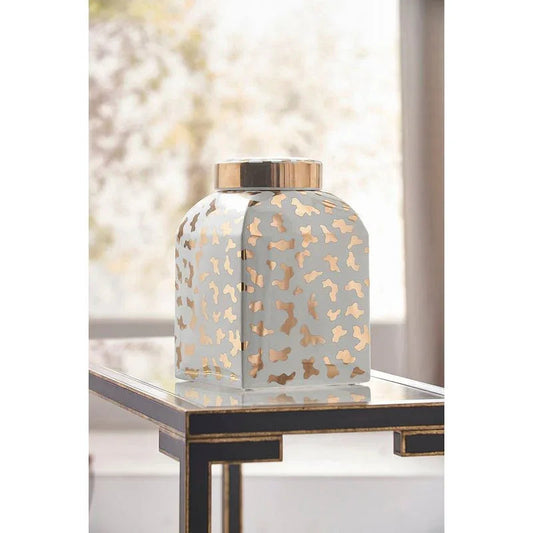 Jungle Ginger Gold Cheetah Printed Jar - LOOMLAN - Chelsea House - Vases & Jars