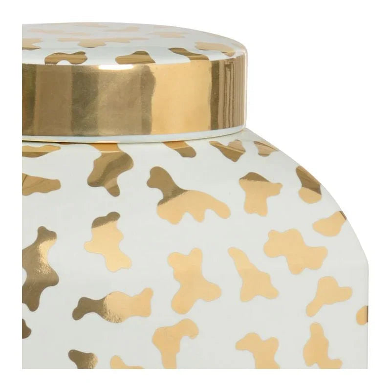 Jungle Ginger Gold Cheetah Printed Jar - LOOMLAN - Chelsea House - Vases & Jars