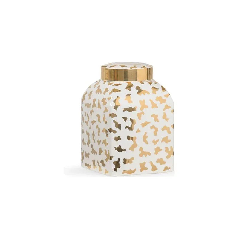 Jungle Ginger Gold Cheetah Printed Jar - LOOMLAN - Chelsea House - Vases & Jars