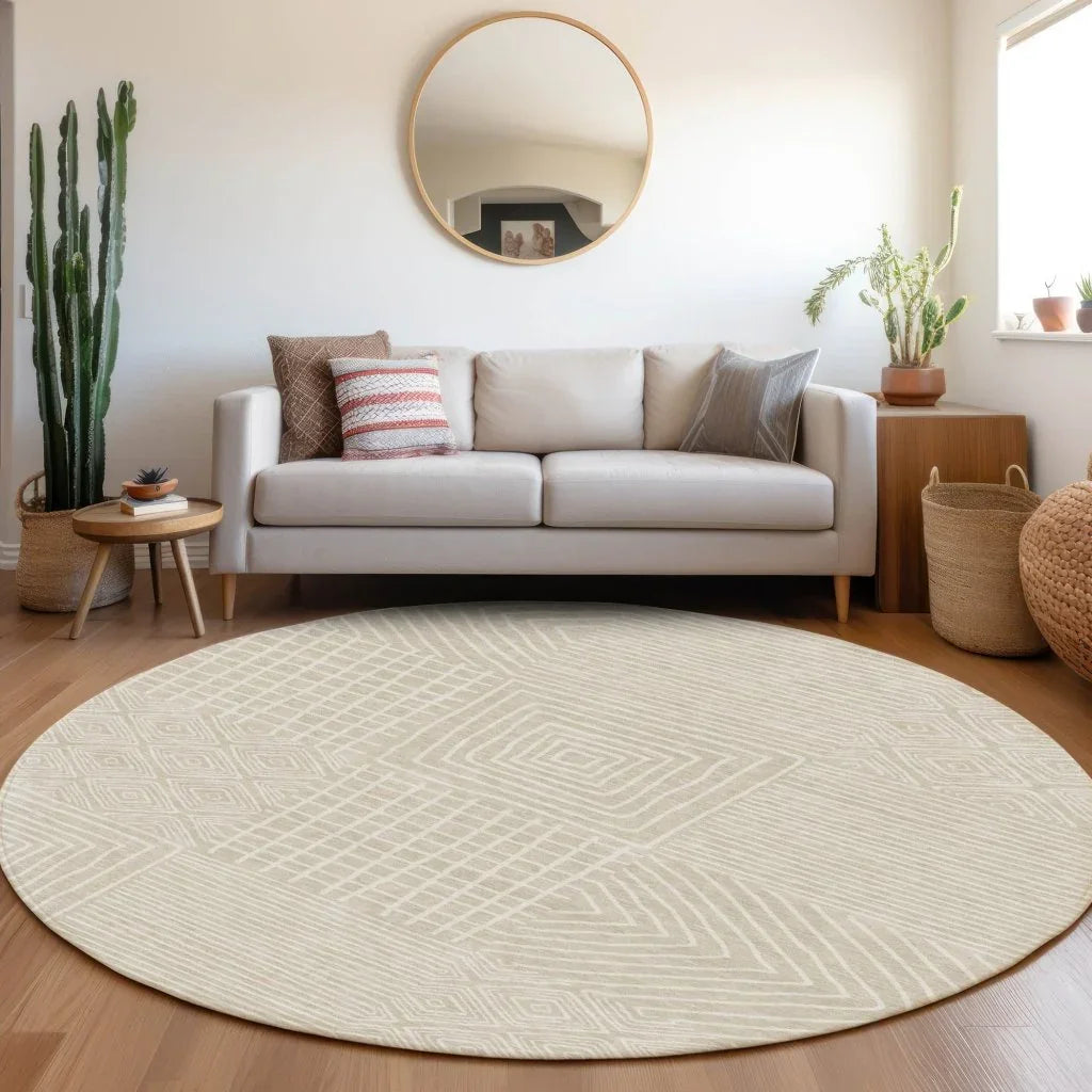 Junia Beige Washable Indoor-Outdoor Rug-Outdoor Rugs-LOOMLAN Rugs-LOOMLAN