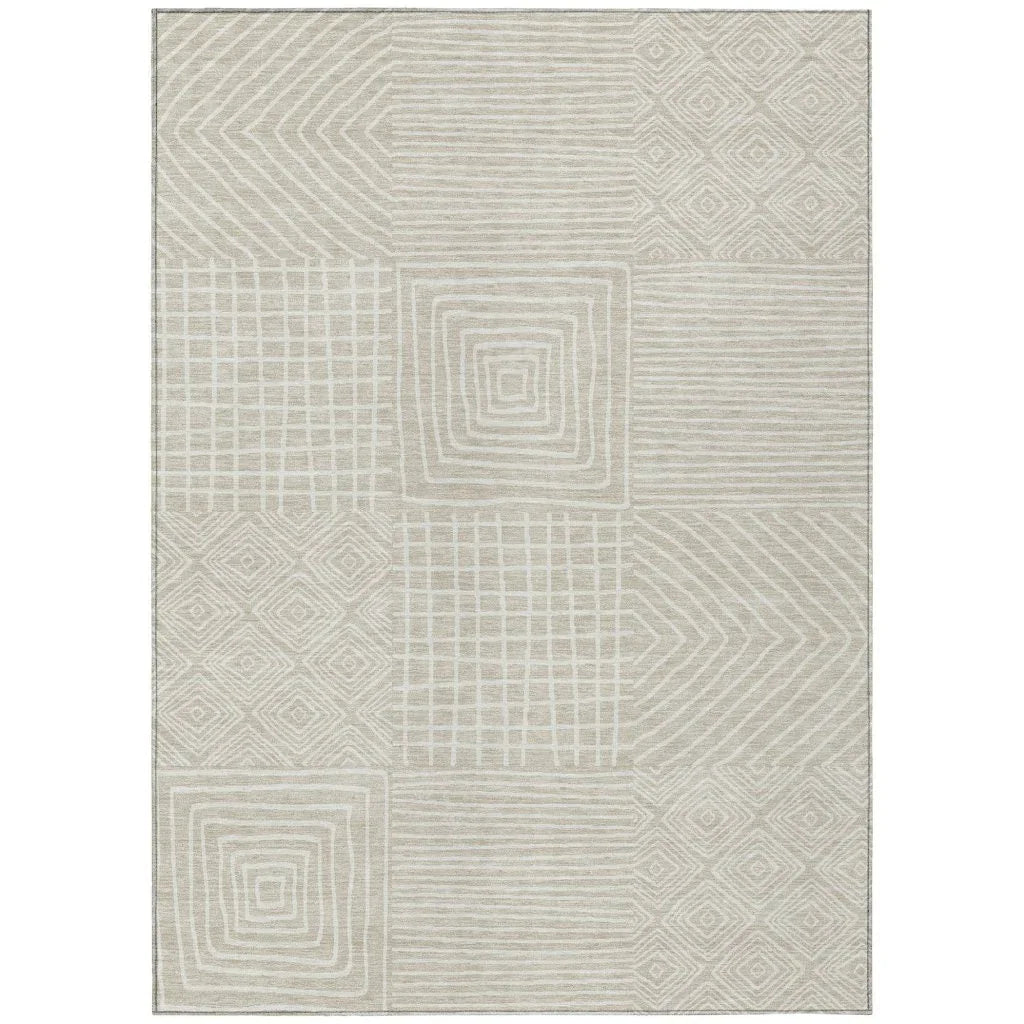 Junia Beige Washable Indoor-Outdoor Rug-Outdoor Rugs-LOOMLAN Rugs-2'6" x 3'10"-LOOMLAN