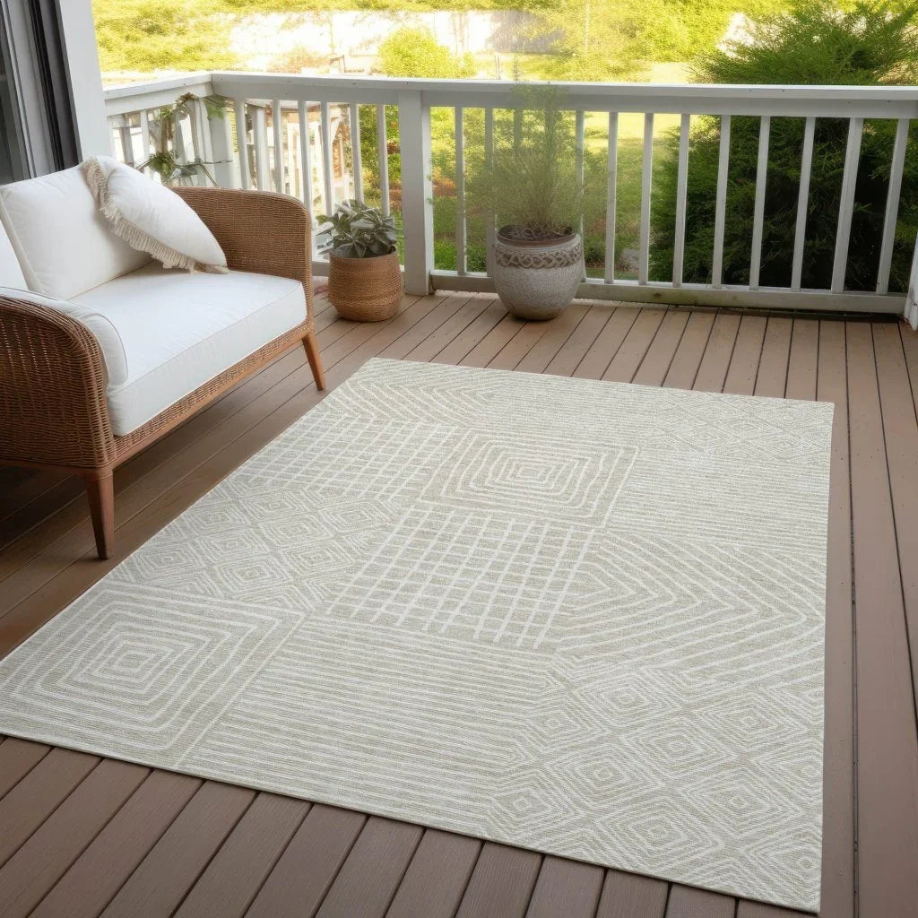 Junia Beige Washable Indoor-Outdoor Rug-Outdoor Rugs-LOOMLAN Rugs-LOOMLAN