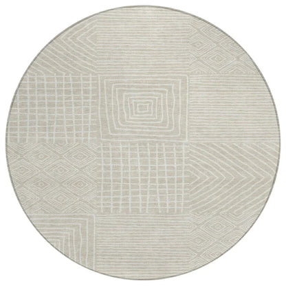 Junia Beige Washable Indoor-Outdoor Rug-Outdoor Rugs-LOOMLAN Rugs-8' x 8'-LOOMLAN