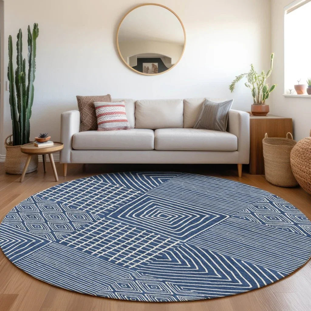 Junia Blue Washable Indoor-Outdoor Rug-Outdoor Rugs-LOOMLAN Rugs-LOOMLAN