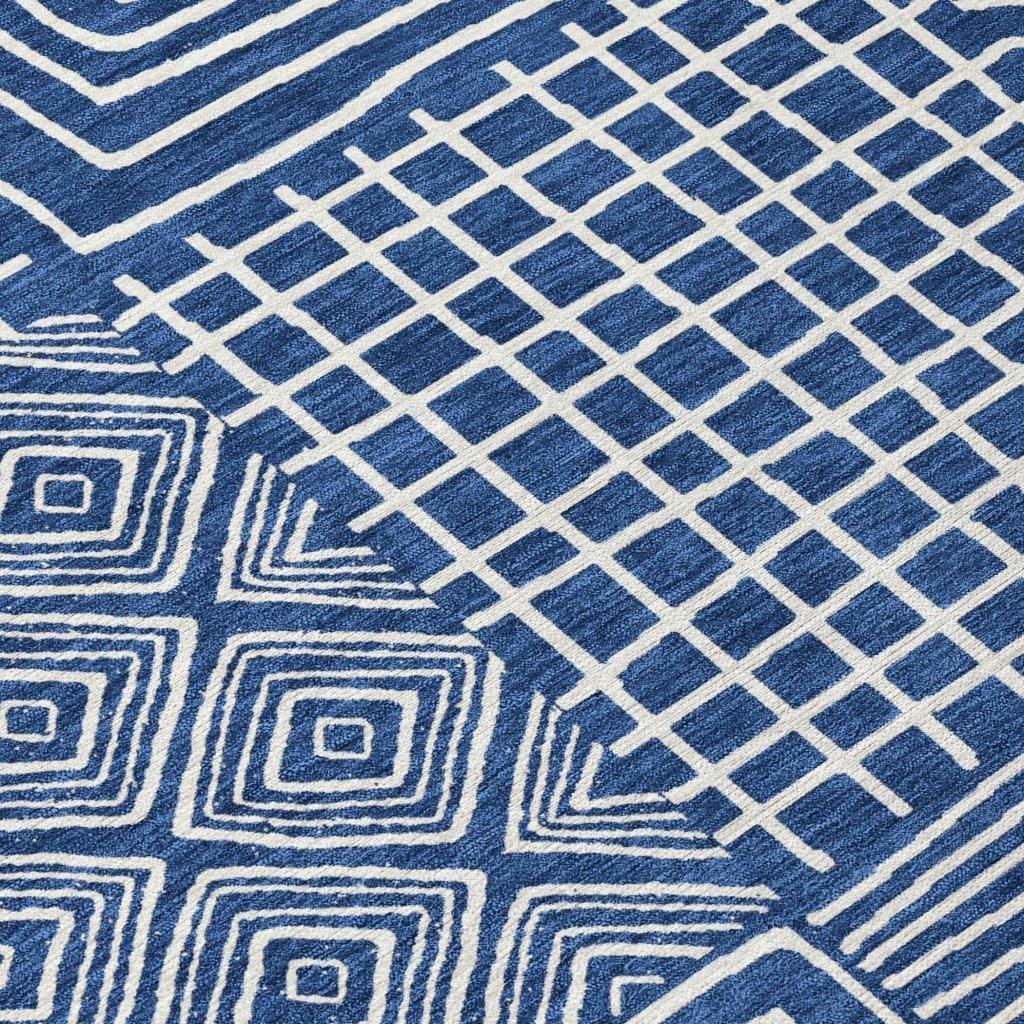 Junia Blue Washable Indoor-Outdoor Rug-Outdoor Rugs-LOOMLAN Rugs-LOOMLAN
