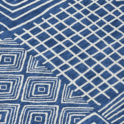 Junia Blue Washable Indoor-Outdoor Rug-Outdoor Rugs-LOOMLAN Rugs-LOOMLAN