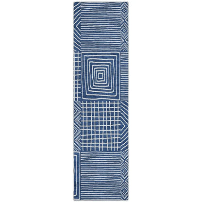 Junia Blue Washable Indoor-Outdoor Rug-Outdoor Rugs-LOOMLAN Rugs-2'3" x 7'6"-LOOMLAN