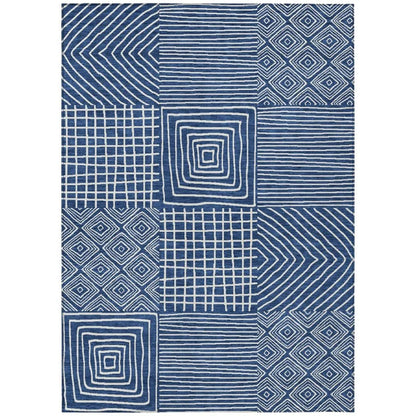Junia Blue Washable Indoor-Outdoor Rug-Outdoor Rugs-LOOMLAN Rugs-2'6" x 3'10"-LOOMLAN