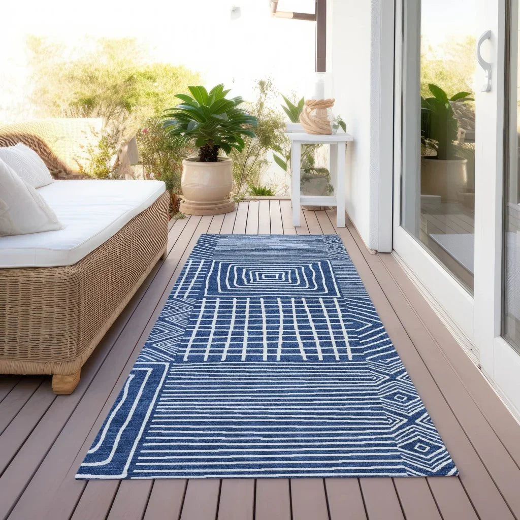 Junia Blue Washable Indoor-Outdoor Rug-Outdoor Rugs-LOOMLAN Rugs-LOOMLAN