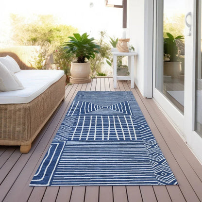Junia Blue Washable Indoor-Outdoor Rug-Outdoor Rugs-LOOMLAN Rugs-LOOMLAN