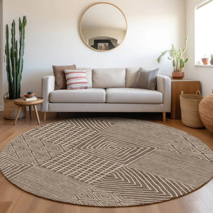 Junia Brown Washable Indoor-Outdoor Rug-Outdoor Rugs-LOOMLAN Rugs-LOOMLAN