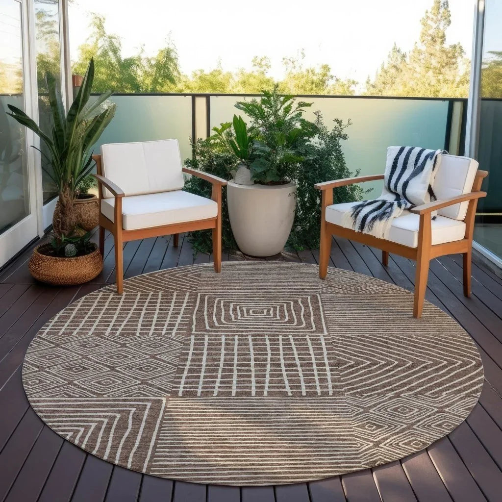 Junia Brown Washable Indoor-Outdoor Rug-Outdoor Rugs-LOOMLAN Rugs-LOOMLAN